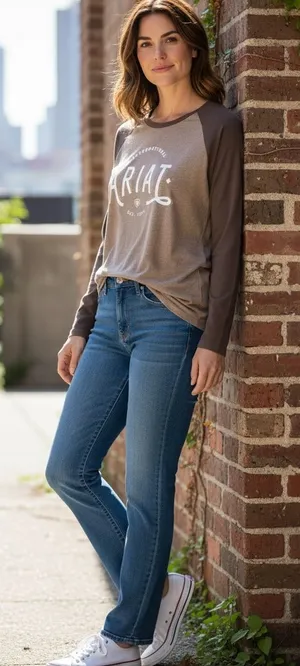 Ariat Lg Two-Tone Brown Raglan Shirt thumbnail 1