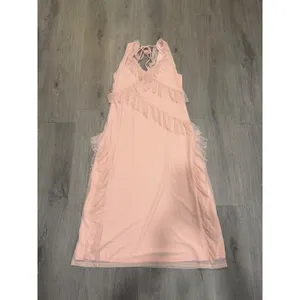 Glamorous Pink Ruffle Maxi Dress Sheer Layer Romantic Cottagecore Boho thumbnail 4