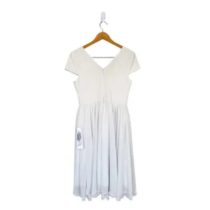 Dress The Population White V-Neck Cap Sleeve Lace Hem Midi Dress Size Large thumbnail 3