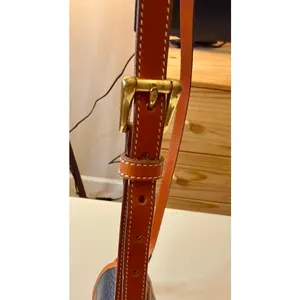 Vintage Y2K DOONEY & BOURKE Tan & Navy Pebbled Leather Crossbody thumbnail 7
