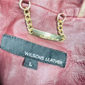 Wilson's Leather brown / red long sleeve soft jacket coat genuine leather large thumbnail 14