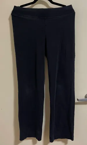 Lands End Womens Flared Yoga Leggings Size Small Dark Blue Side Zip Pocket thumbnail 1