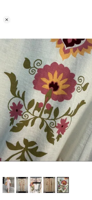 Zara White Floral V-Neck Dress with Pink, Yellow & Olive Print thumbnail 4