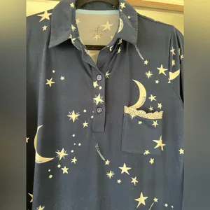 Cuddl Duds Cozy Jersey Sleep Shirt size Small Comfortable night Moons Stars thumbnail 2