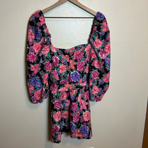 ZARA | BLOGGER FAVE Floral Print Belted‎ Puff Sleeve Square Neck Mini Dress thumbnail 6
