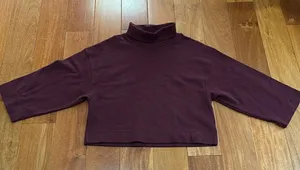 The North Face Sweatshirt Womens Burgundy Cropped Turtleneck S‎ thumbnail 1