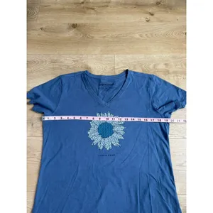 EUC Life is Good crusher tee classic fit v-neck t-shirt blue sunflower size M thumbnail 6