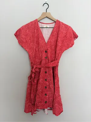 Marine Layer Camila Red Floral Mini Dress XS thumbnail 2