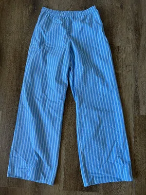 Hollister Blue and White Striped Pajama Pants - Size Small thumbnail 1