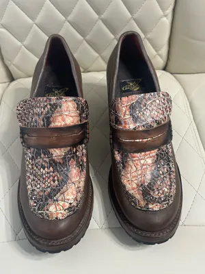 FREEBIRD by Steven Women's Bristol Snake Leather chunky Heel Shoes size 8 thumbnail 2