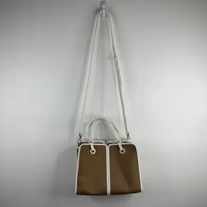 Kate Spade Sam Canvas Satchel Blazer Brown White Leather Trim Shoulder Bag Purse thumbnail 3