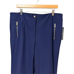 Karl Lagerfeld Paris Navy Blue Gold Zip Accent Straight Leg Dress Pants Size 16 thumbnail 3