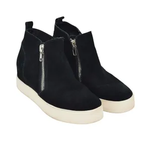 Steve Madden Black Suede‎ Leather Wedgie Hidden Wedge Zip Up Ankle Boots thumbnail 1