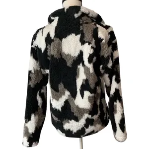 Eddie Bauer Womens Sherpa Fleece Quarter Zip Pullover Camo Black Grey Small thumbnail 8