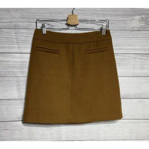 LOFT Wool Blend A-Line Mini Skirt Brown Sz 2 thumbnail 2