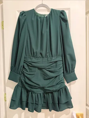 TCEC Emerald Green Long-Sleeve Ruffle Dress thumbnail 2