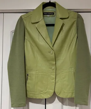 Marc Laurent‎ vintage leather blazer with knit sleeves small thumbnail 1