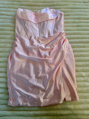NWT Stacee’s Pink Satin Strapless Corset Bodycon Mini Dress thumbnail 1