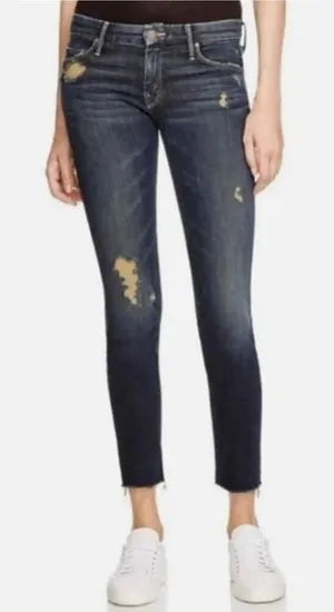 Mother‎ Jeans The Looker Jaded and Torn Distressed Skinny Blue Denim Mid Rise thumbnail 1