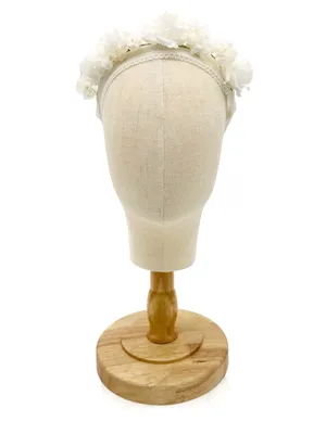 Vintage 1950s 1960s Auerbach’s Floral Headband Hat Ivory White Flowers thumbnail 3
