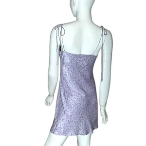 Zara straps slip‎ purple ditsy floral spaghetti dress medium satin thumbnail 3