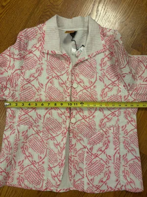 NWT ANU by Natural Reversible Pink Poppy Jacket 100% Cotton Block Print Boho |L thumbnail 3