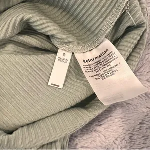Reformation Cropped Mint Green Ribbed Top thumbnail 3
