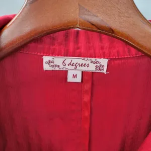 VTG 6 Degrees Y2K Cropped Jacket Juniors M Red Layered Ruffle Back Fitted Button thumbnail 3