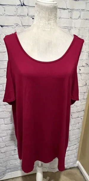 LANE BRYANT TOP BLOUSE COLD SHOULDER TIE BACK SWING TEE Size 18/20 Stretch thumbnail 1