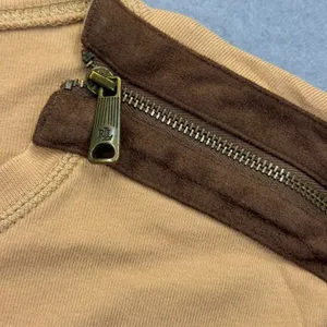 Lauren Ralph Lauren Tan Long Sleeve Shirt Zipper Shoulder Elbow‎ Patches XL thumbnail 6