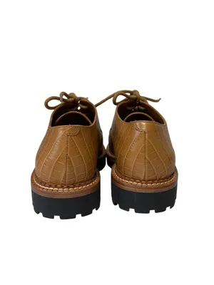 VINCE Like New Camilla Platform Derby Croc Embossed Oxford in Tan - Size 7 thumbnail 4