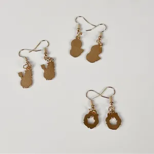 3 Pairs of Christmas Hook Earrings, Wreath, Santa Claus, New! thumbnail 6