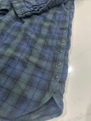 Madewell Flannel Green and blue Plaid Shirt Dress size medium thumbnail 2