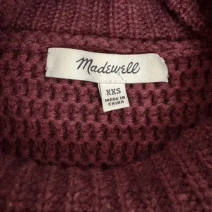 Madewell Knit Sweater Size XXS Red Burgundy Wool‎ Blend Side Button Turtleneck thumbnail 6