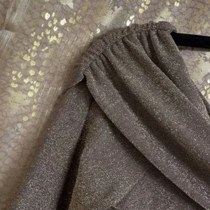 Banana Republic Gold Brown Metallic Sparkly Low Shoulder Top Small thumbnail 4