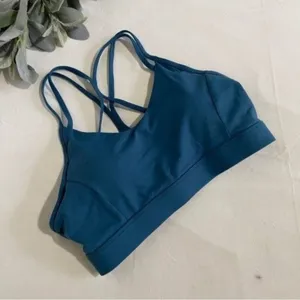 Lululemon Strappy Back Sports Bra Medium Teal Blue Medium Impact Athletic thumbnail 3