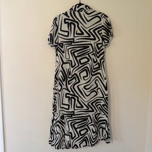 Japna Cotton Flax Linen‎ Blend Geometric Artsy Button Front Shirt Dress Size Med thumbnail 9