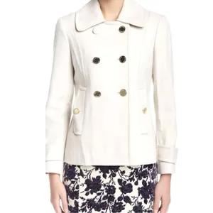 Tory Burch Bernadine Wool Blend Peacoat Button Jacket 48131588 SHELL/IVORY‎ 0 thumbnail 2