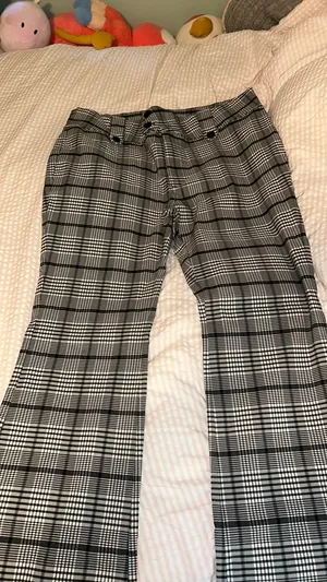 Boot Cut Plaid Dress Pants Gray Size XL thumbnail 2