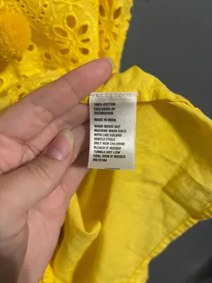 Crown & Ivy yellow eyelet lace coastal tank dress size medium thumbnail 5