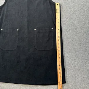 Denim & Co. Black Velvet Bib Overall Dress Women's Medium Vintage Pockets Short thumbnail 7