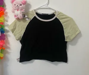 Green and black brandy melville crop top  thumbnail 1