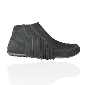 Minnetonka Lacy 9.5 Fringe Ankle Black Suede Leather‎ Bootie Shoe Moccasin Boho thumbnail 5