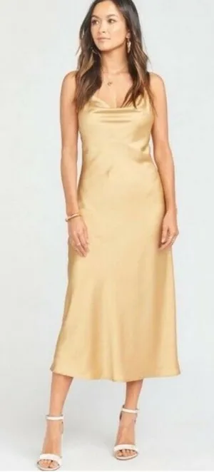 NWT Show Me Your Mumu‎ Verona Cowl Dress True Gold Womens Size S thumbnail 1