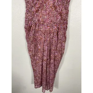 BCBGMAXAZRIA Pink Orange Abstract Print Ruched Draped Midi Dress Size 4 thumbnail 10