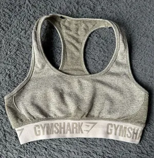 Gymshark Flex Sports Bra Greenish/Gray with Tan Band | Size M/L thumbnail 1