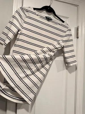 NWOT LRL Ralph Lauren Striped Knit Top Navy White Short Sleeve Stretch Classic thumbnail 6