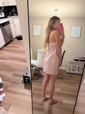 H:ours Pink latex dress thumbnail 2