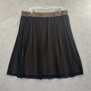 NWT Chico's Mesh Midi Skirt Black Leopard Cheetah Animal Print Women 3 XL Petite thumbnail 3