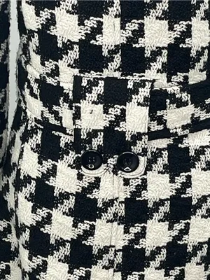 Yoki Collection Women’s Black White Houndstooth Trench Coat Jacket Size Small thumbnail 8